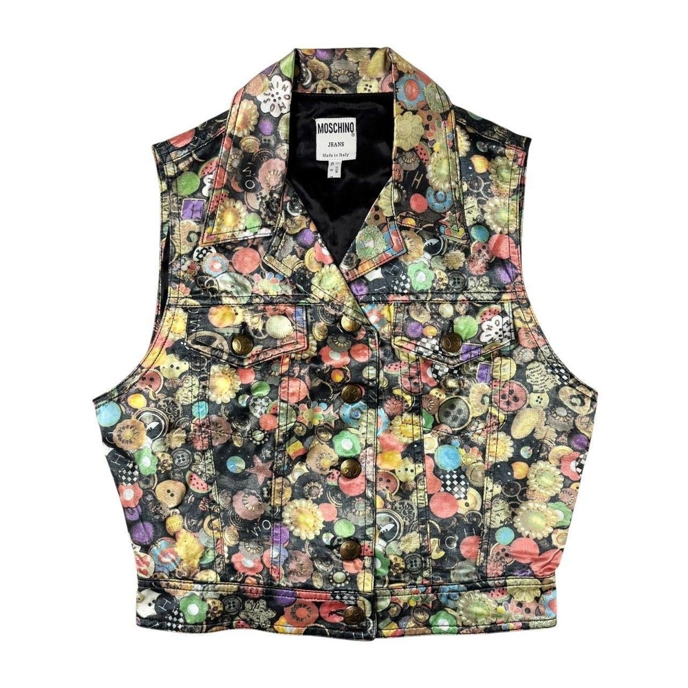 rare vintage Moschino AOP button print vest